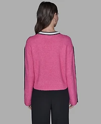 Karl Lagerfeld Paris Women's Contrast Trim Pull-On Sweater