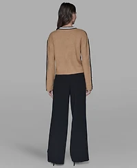 Karl Lagerfeld Paris Women's Contrast Trim Pull-On Sweater