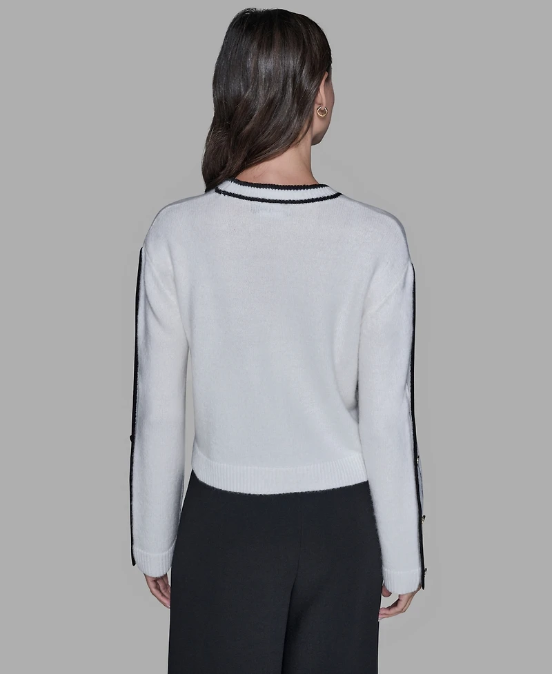 Karl Lagerfeld Paris Women's Contrast Trim Pull-On Sweater