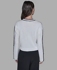 Karl Lagerfeld Paris Women's Contrast Trim Pull-On Sweater