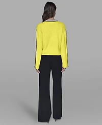 Karl Lagerfeld Paris Women's Contrast Trim Pull-On Sweater