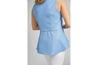 Reagan Faux Leather Peplum Top-sky