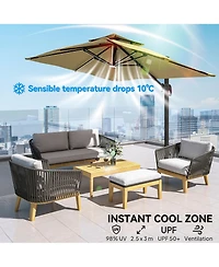 Outsunny 10ft Solar Led Cantilever Umbrella, Offset Hanging Umbrella