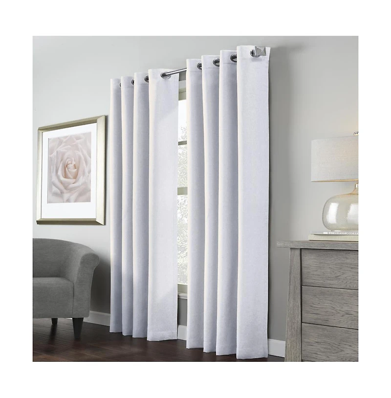 Habitat Margaret Light Filtering Richly Woven Textured Pattern Daytime Privacy Grommet Curtain Panel 52" x 108" White