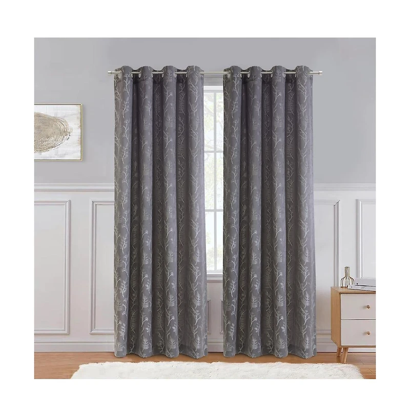 Habitat Botanical Inspired Jacquard Pattern Light Filtering Grommet Curtain Panel 52" x 108" Multicolor