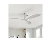52-inch Modern White 3-Blade Flush Mount with Remote Control and Timing Function