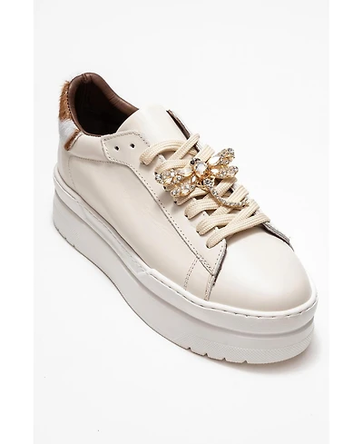 Forever & Always Shoes Laren Leather Buckle Sneakers (Women)