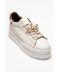 Forever & Always Shoes Laren Leather Buckle Sneakers (Women)