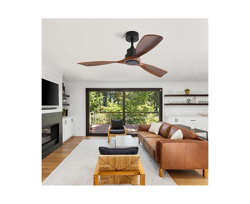 48-inch Modern Black 3-Blade Flush Mount Ceiling Fans Supports Remote Control 6-Speed Arbitrary Adjustment and Timing Function