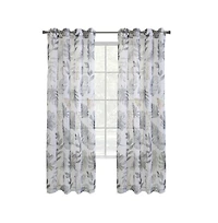 Habitat Alba Sheer Botanical Leaf Design Touch of Nature to Your Home or Office Grommet Curtain Panel 52" x 84"; Taupe