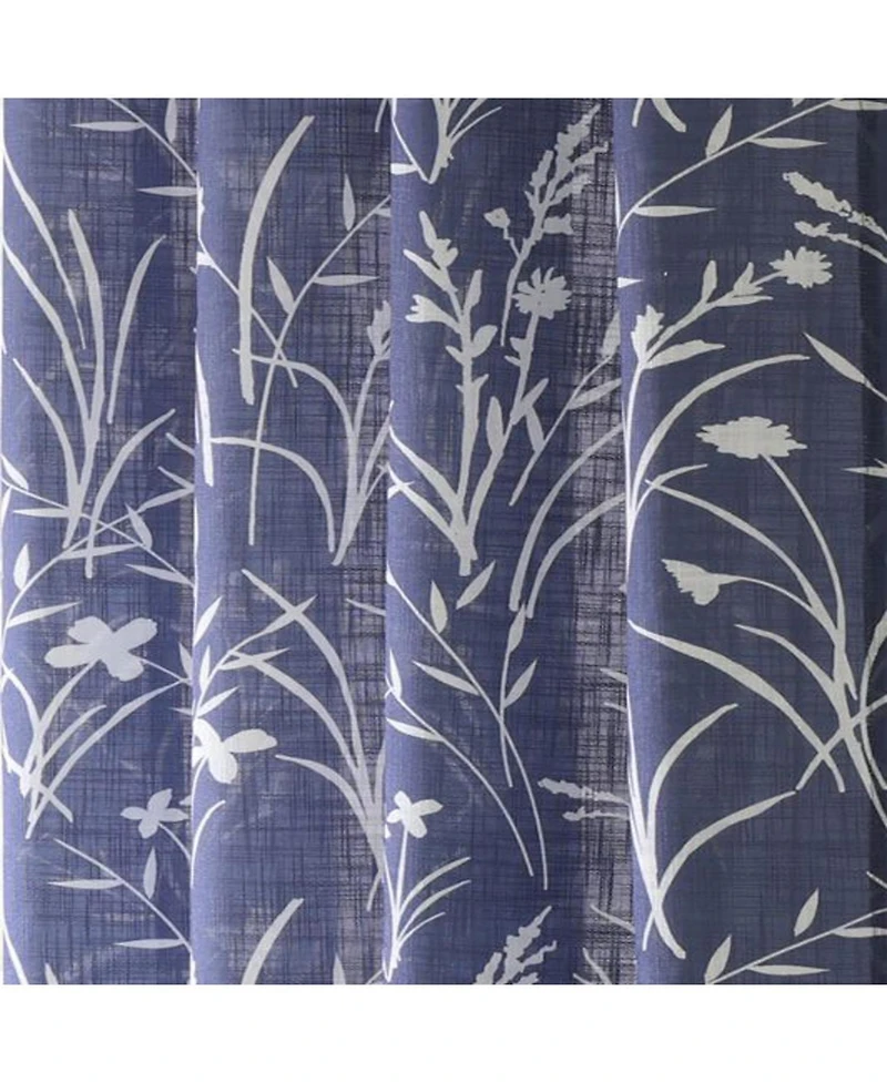 Commonwealth Bradford Floral Printed Top Panel With 8 Matt Silver Grommets - 52"x95" - Blue