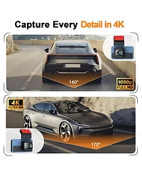 4K Front and 1080P Rear Dash Cam – Dual Car Camera with Wi-Fi, Gps Tracking, Night Vision & 128GB Card