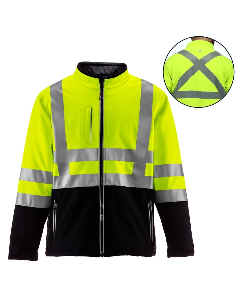RefrigiWear Men's HiVis Insulated Softshell Jacket - High-Visibility, Warm Work Coat, Water-Repellent, Windproof, Reflective Safety Gear