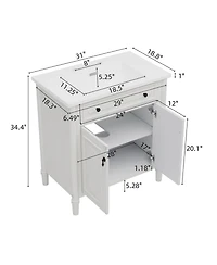 Boyel Living 31" Vintage Bathroom Vanity with Sink, Soft-Close Doors, Curved Profile & Adjustable Shelf, Gray