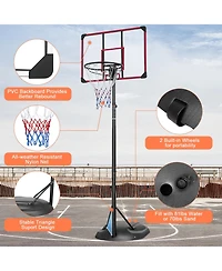 Portable Basketball Hoop System with 32-Inch Backboard, 7.5-9.2ft Height Adjustable Indoor Outdoor Basketball Goal Stand with Wheels