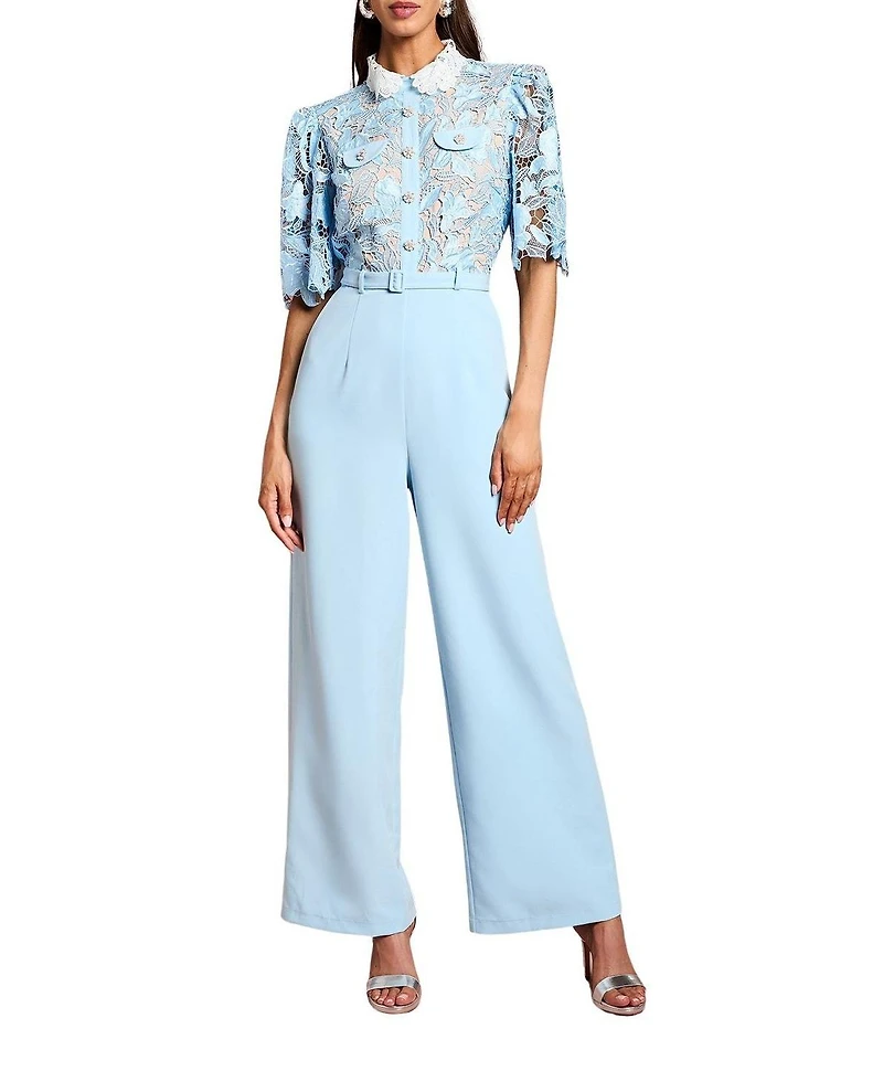 Coast Women's Collared Lace Short Sleeve Jumpsuit