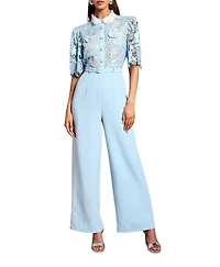 Coast Women's Collared Lace Short Sleeve Jumpsuit