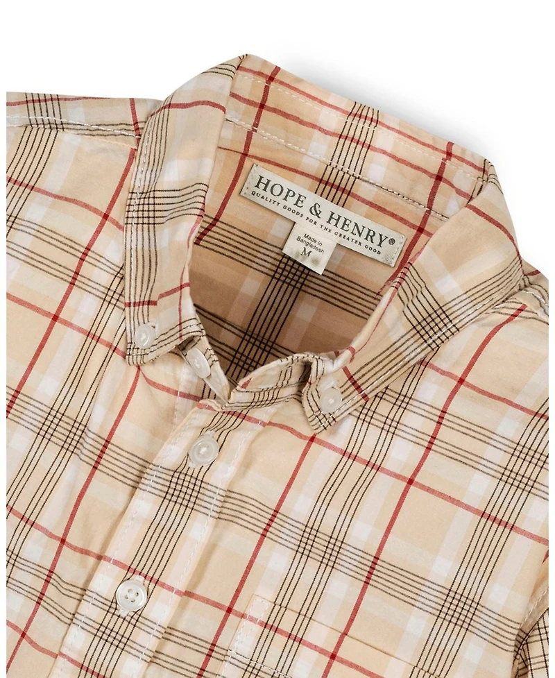 Hope & Henry Little and Big Boys' Organic Long Sleeve Stretch Poplin Shirt