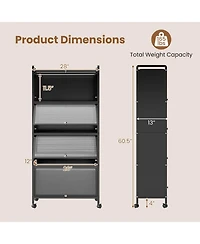 4-Tier Storage Cabinet with Door Freestanding Bathroom for Small Space