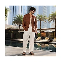 Campus Sutra Men's Russet Brown Mandarin Utility Shirt