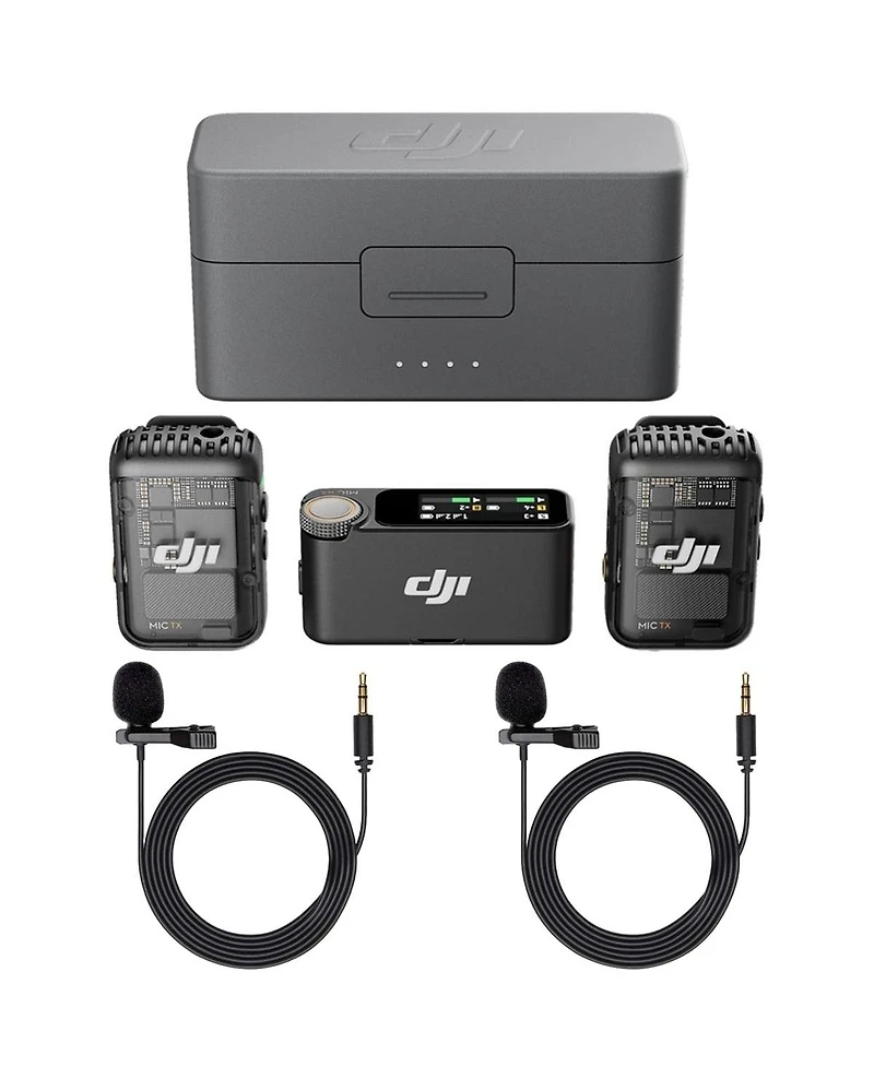 Dji Dji Mic 2 (2 Tx + 1 Rx + Charging Case), All-in-one Wireless Microphone, Intelligent Noise Cancelling, for iPhone, Android, Camera Bundle with, 2x