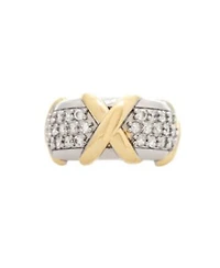 Mixed Metal Cz Criss Cross Ring