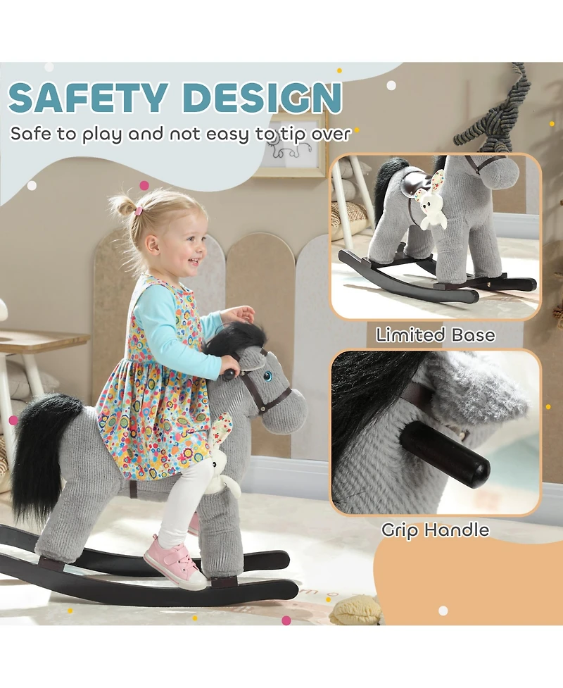 Qaba Toddler Rocking Horse, Kids Ride on Toy with Realistic Sound