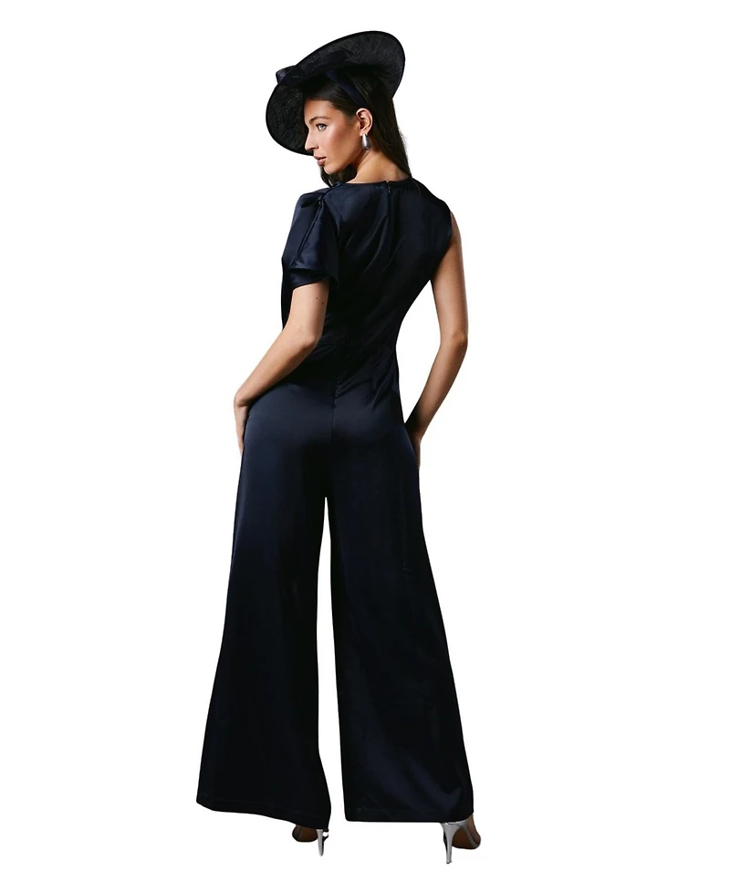 Coast Women's Tie Side Satin Drape Wide Leg Jumpsuit