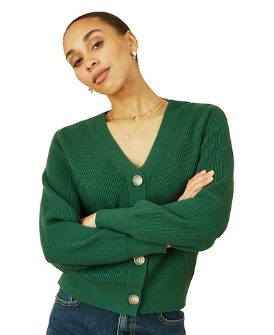 Yumi Women's Knitted Stitch Detail Cardigan