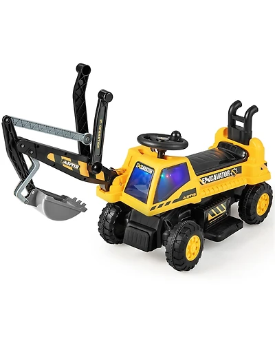 Kids Ride on Excavator Digger Electric Construction Vehicles with Lights & Music