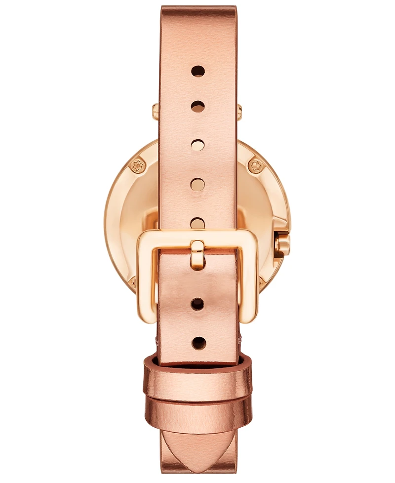 Tory Burch Women's The Pierced Small Quartz Two-Hand Rose Gold Leather, 30mm