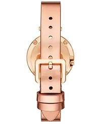 Tory Burch Women's The Pierced Small Quartz Two-Hand Rose Gold Leather, 30mm