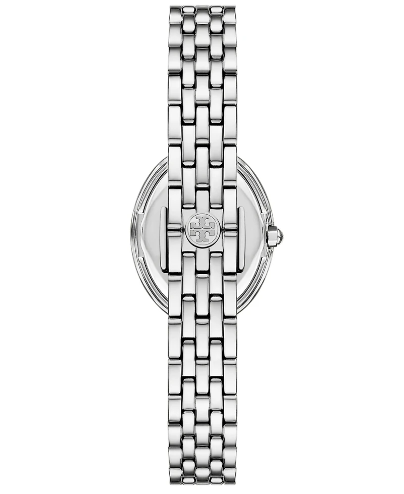 Tory Burch Women's The Oval Quartz Two-Hand Silver Stainless Steel, 28mm