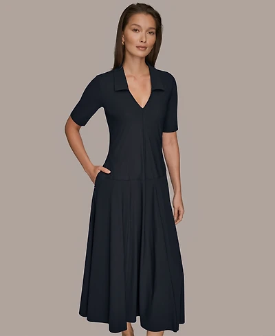 Donna Karan Weekend Women's Elbow-Sleeve Polo Dress