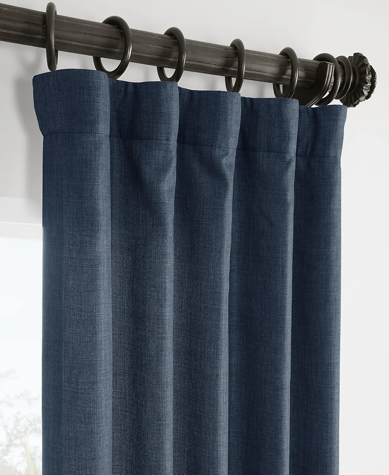 Half Price Drapes Sergeants Blue Italian Faux Linen Room Darkening Curtain