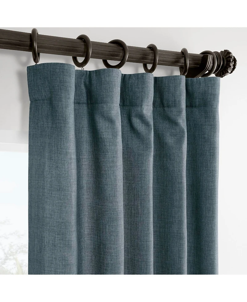 Half Price Drapes Sweden Blue Italian Faux Linen Room Darkening Curtain