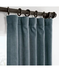 Half Price Drapes Sweden Blue Italian Faux Linen Room Darkening Curtain