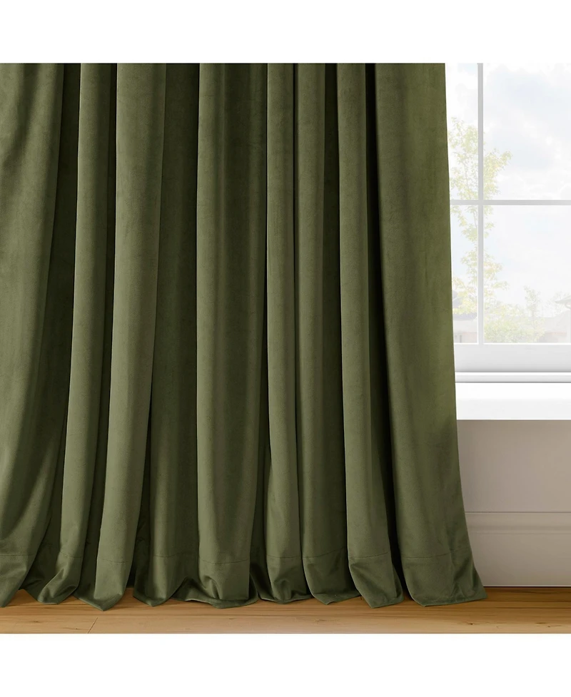 Half Price Drapes Hunter Green Signature Extra Wide Velvet Blackout Curtain