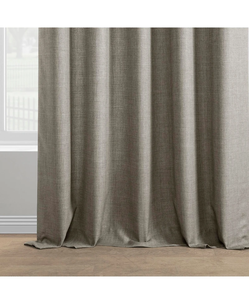 Half Price Drapes Fossil Grey Italian Faux Linen Room Darkening Curtain