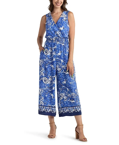 Bcx Juniors' Resort Print V-Neck Jumpsuit
