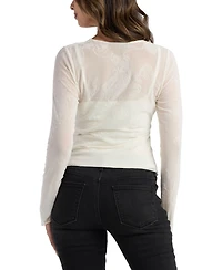 Bcx Juniors' Flocked Long-Sleeve Top