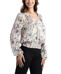 Bcx Juniors' Sheer Long-Sleeve Top