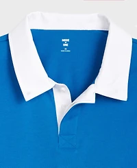 Mode of One Men's Cotton Contrast-Collar Relaxed Rugby Polo Shirt, Macy's Exclusive