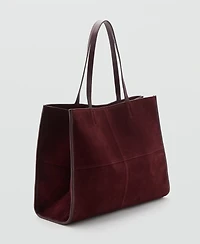 Mango Women's Suede Leather Shopper Bag