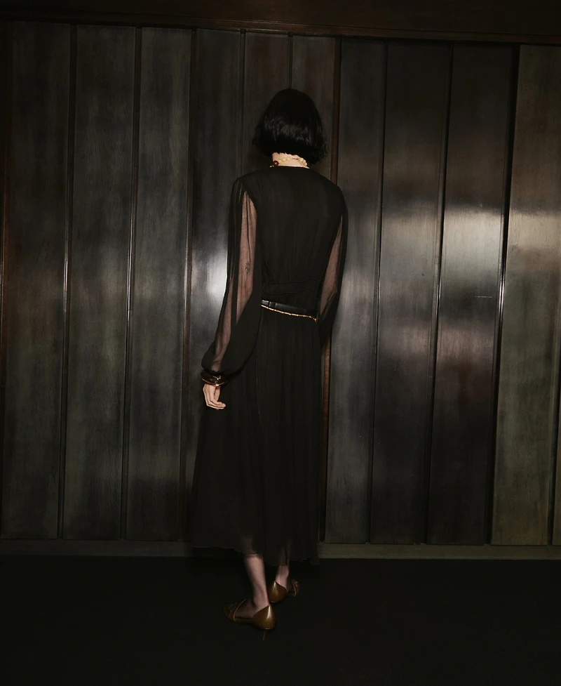 Mango Women's Puff-Sleeved Chiffon Dress