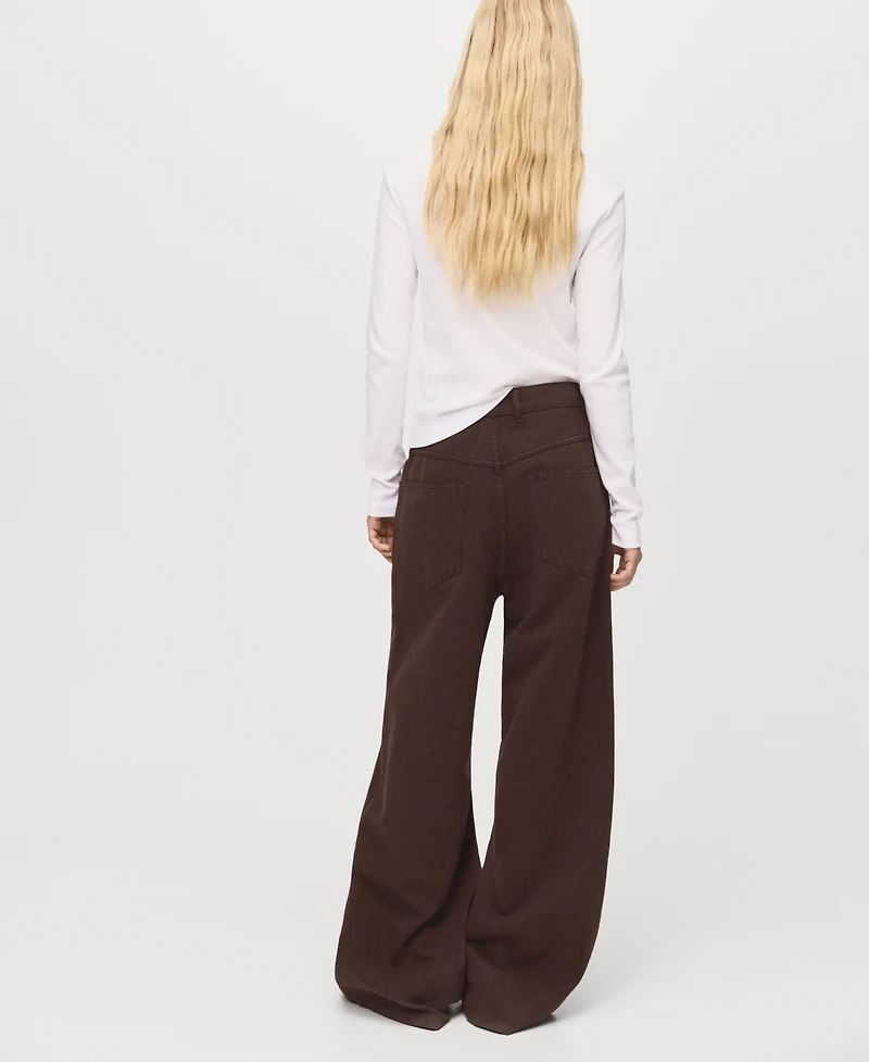 Mango Women's Wide Leg Loose Mid-Rise Jeans