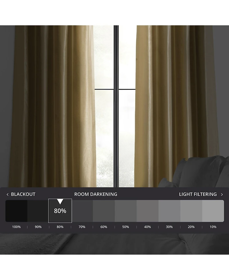 Half Price Drapes Flax Gold Ruched Vintage Textured Faux Dupioni Silk Curtain