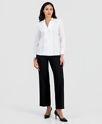 Anne Klein Women's Notch-Collar Poplin Shirt, Regular & Petite