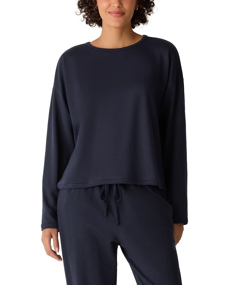 Eileen Fisher Women's Round Neck Cropped Box Top
