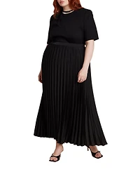 Eloquii Women's Plus Pleated Maxi Satin Skirt